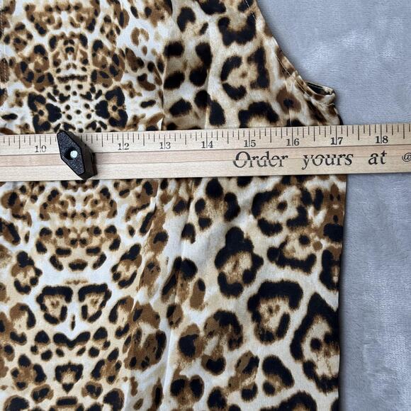 Antonio Melani Top Womens XS Brown Leopard Print Sleeveless Zip Back Blouse Work - Picture 8 of 10